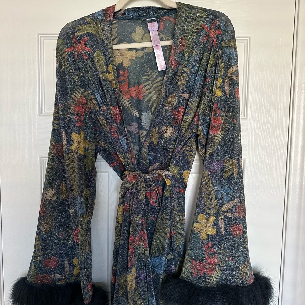 Fenty Kimono with Faux Fur Trim
